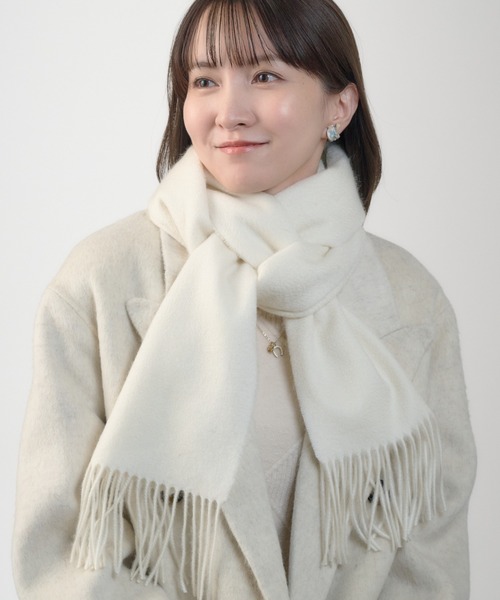 MOONBAT（ムーンバット）の「カシミヤ100％ 洗える 無地 マフラー（マフラー・レディース・ブラウン/キャメル/ダークグレー/グレー/オフホワイト/ブラック・FREE）」の10枚目の写真