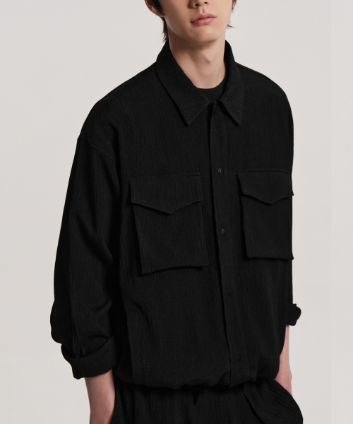 CONNECT KINLOCH(コネクトキンロック)の「クリンクルシアサッカーシャケット(ブラック)(その他アウター・メンズ・その他・X-LARGE/MEDIUM/LARGE)」の3枚目の写真