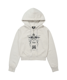 Digital Tattoo Hoodie Zip Up Cream