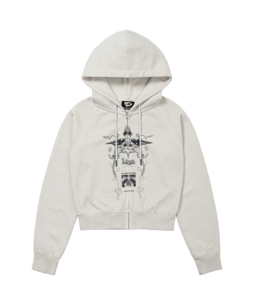 WELLBEING EXPRESS(ウェルビーイングエクスプレス)の「Digital Tattoo Hoodie Zip Up Cream(パーカー・レディース・その他・LARGE/MEDIUM/SMALL)」の1枚目の写真