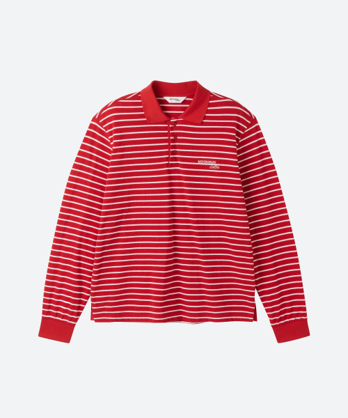 MOONSUN（ムーンサン）の「M.C UNISEX, Stripe PK Shirt / Red Pink（ポロシャツ・メンズ・その他・MEDIUM/LARGE）」の3枚目の写真