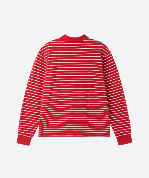 MOONSUN（ムーンサン）の「M.C UNISEX, Stripe PK Shirt / Red Pink（ポロシャツ・メンズ・その他・MEDIUM/LARGE）」の4枚目の写真