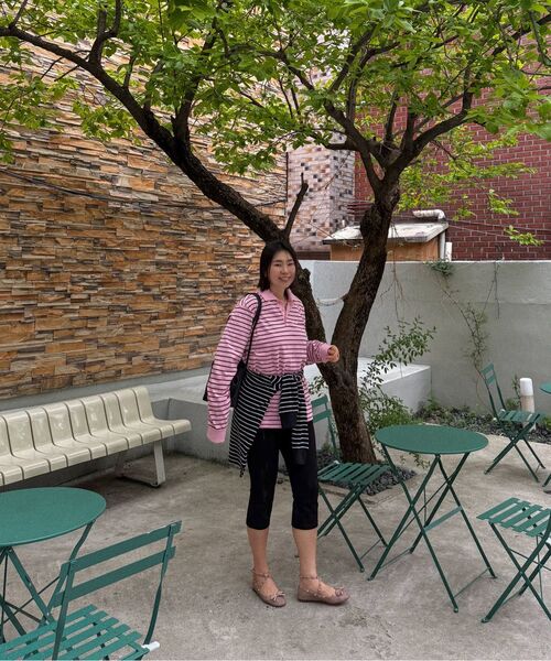 MOONSUN（ムーンサン）の「M.C UNISEX, Stripe PK Shirt / Red Pink（ポロシャツ・メンズ・その他・MEDIUM/LARGE）」の5枚目の写真