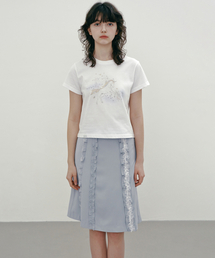 LACE RUFFLE SKIRT (SKY)