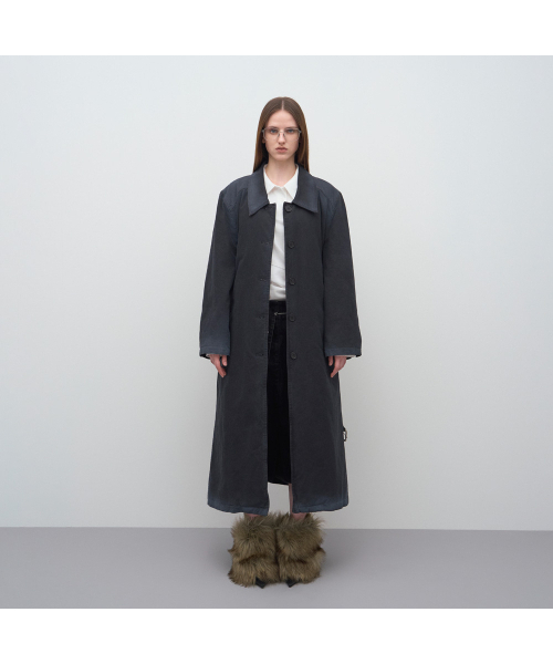 LCDC TM(エルシーディーシーティーエム)の「SPRAY WASHED TRENCH PADDED COAT(チェスターコート・レディース・ブラック・OS)」の2枚目の写真