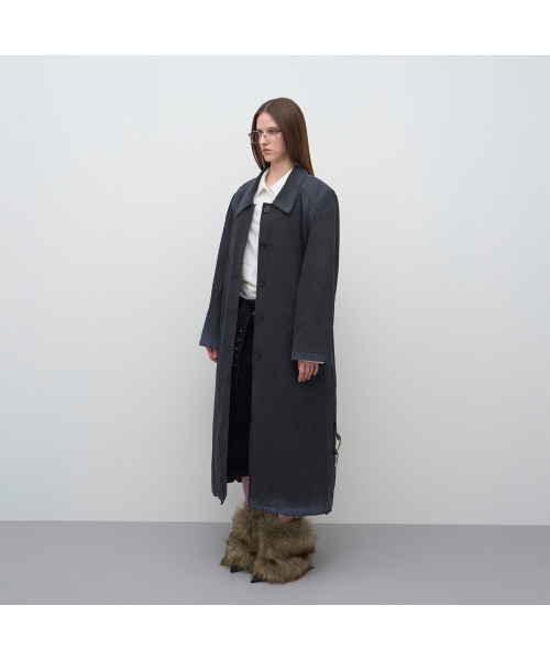 LCDC TM(エルシーディーシーティーエム)の「SPRAY WASHED TRENCH PADDED COAT(チェスターコート・レディース・ブラック・OS)」の4枚目の写真