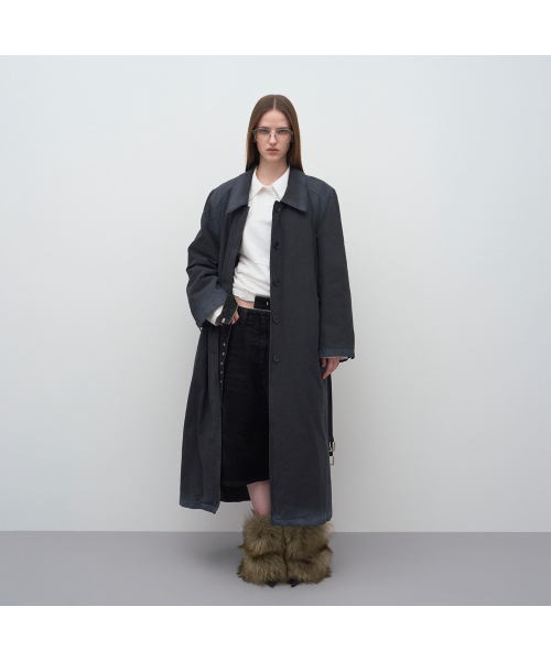 LCDC TM(エルシーディーシーティーエム)の「SPRAY WASHED TRENCH PADDED COAT(チェスターコート・レディース・ブラック・OS)」の6枚目の写真