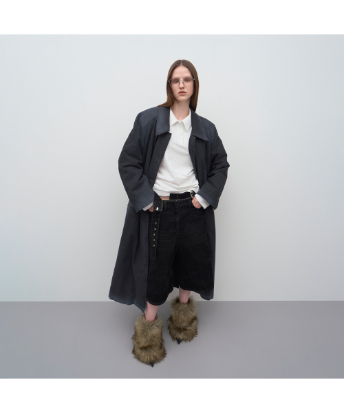 LCDC TM(エルシーディーシーティーエム)の「SPRAY WASHED TRENCH PADDED COAT(チェスターコート・レディース・ブラック・OS)」の8枚目の写真
