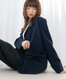 haek（ハク）の「jacket with ribbon/リボン付きジャケット（テーラードジャケット）」