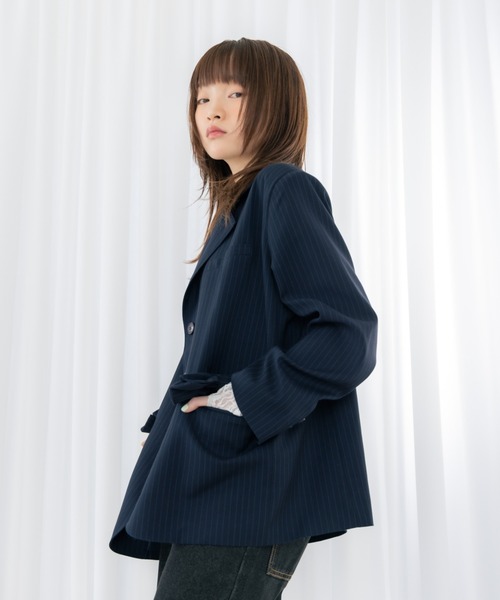 haek（ハク）の「jacket with ribbon/リボン付きジャケット（テーラードジャケット・レディース・ネイビー/ブラック・SMALL/FREE）」の15枚目の写真