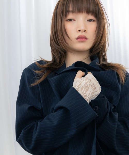 haek（ハク）の「jacket with ribbon/リボン付きジャケット（テーラードジャケット・レディース・ネイビー/ブラック・SMALL/FREE）」の22枚目の写真