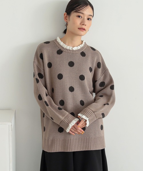 n'OrLABEL(ノアールレーベル)の「ミニフリル付きドットニット(ニット/セーター・レディース・チャコール/モカ・2/1)」の22枚目の写真