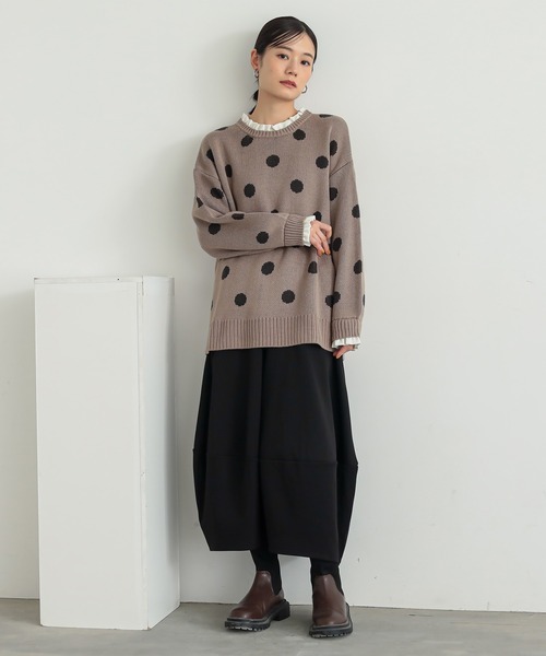n'OrLABEL(ノアールレーベル)の「ミニフリル付きドットニット(ニット/セーター・レディース・チャコール/モカ・2/1)」の20枚目の写真