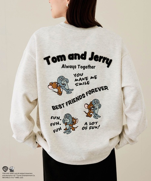 Tom＆Jerry（トムアンドジェリー）の「【TOM&JERRY/トムアンドジェリー 】Fish 総刺繍トレーナー（スウェット・メンズ・ブラック/オートミール・S/M/L/XL）」の2枚目の写真