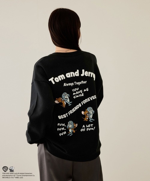 Tom＆Jerry（トムアンドジェリー）の「【TOM&JERRY/トムアンドジェリー 】Fish 総刺繍トレーナー（スウェット・メンズ・ブラック/オートミール・S/M/L/XL）」の4枚目の写真