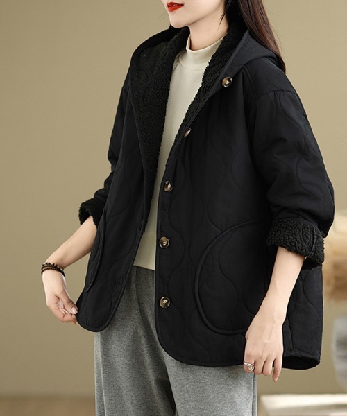 ONEP STAR(ワンピスター)の「ボアライナー付きフードアウター(その他アウター・レディース・カーキ/ブラック・MEDIUM/LARGE/X-LARGE)」の6枚目の写真