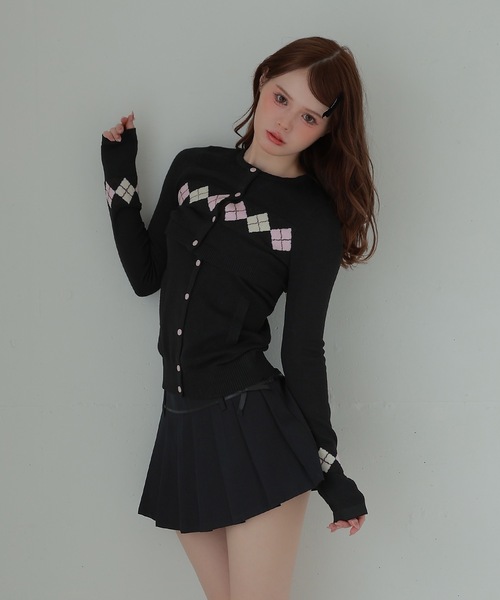 M DOLLY（エムドリー）の「ribbon pleats natura mini skirt/リボンプリーツナトゥラミニスカート（スカート・レディース・ブラック/グレー・S/M）」の4枚目の写真