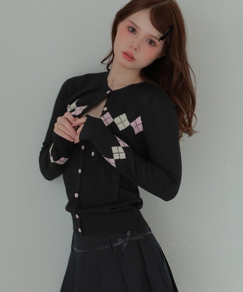 M DOLLY（エムドリー）の「ribbon pleats natura mini skirt/リボンプリーツナトゥラミニスカート（スカート・レディース・ブラック/グレー・S/M）」の6枚目の写真