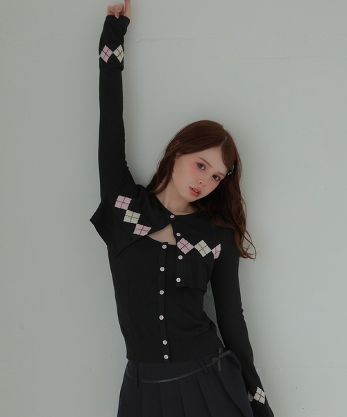 M DOLLY（エムドリー）の「ribbon pleats natura mini skirt/リボンプリーツナトゥラミニスカート（スカート・レディース・ブラック/グレー・S/M）」の7枚目の写真