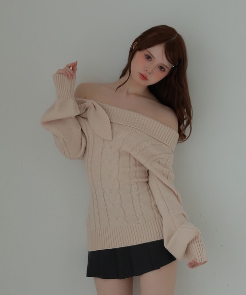 M DOLLY（エムドリー）の「ribbon pleats natura mini skirt/リボンプリーツナトゥラミニスカート（スカート・レディース・ブラック/グレー・S/M）」の10枚目の写真