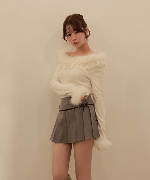 M DOLLY（エムドリー）の「ribbon pleats natura mini skirt/リボンプリーツナトゥラミニスカート（スカート・レディース・ブラック/グレー・S/M）」の16枚目の写真