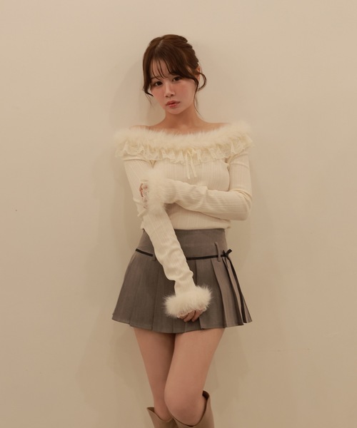 M DOLLY（エムドリー）の「ribbon pleats natura mini skirt/リボンプリーツナトゥラミニスカート（スカート・レディース・ブラック/グレー・S/M）」の18枚目の写真