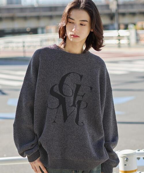 WEGO(ウィゴー)の「WEGO/ベロアモールグラフィックプルオーバー(ニット/セーター・メンズ・スミクロ/グレー/ブルー/ネイビー/ホワイト/ワイン・LARGE/MEDIUM)」の3枚目の写真