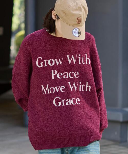 WEGO(ウィゴー)の「WEGO/ベロアモールグラフィックプルオーバー(ニット/セーター・メンズ・スミクロ/グレー/ブルー/ネイビー/ホワイト/ワイン・LARGE/MEDIUM)」の6枚目の写真