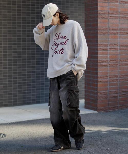 WEGO(ウィゴー)の「WEGO/ベロアモールグラフィックプルオーバー(ニット/セーター・メンズ・スミクロ/グレー/ブルー/ネイビー/ホワイト/ワイン・LARGE/MEDIUM)」の17枚目の写真