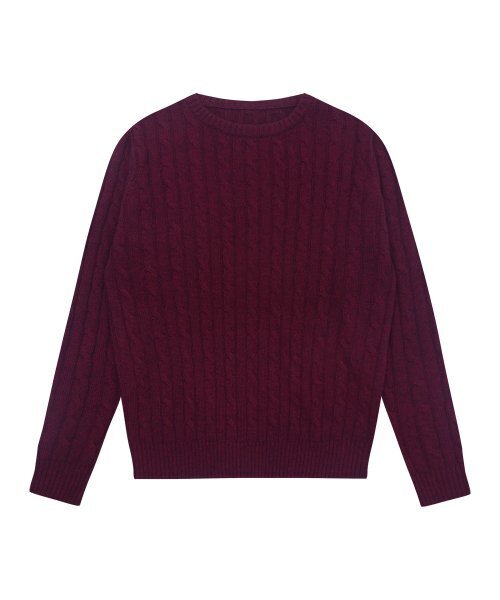 SOLEW(ソル)の「ラウンドケーブルニット_ワイン(ニット/セーター・メンズ・その他・SMALL/MEDIUM/LARGE/X-LARGE)」の1枚目の写真