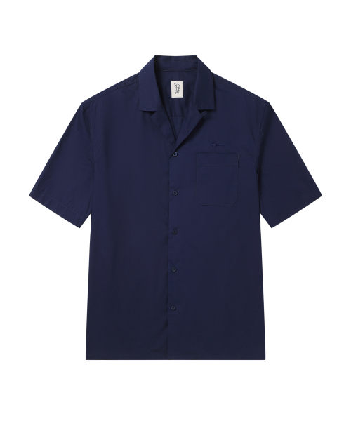 SOLEW(ソル)の「コットンオーバーサイズ半袖シャツ_ネイビー(シャツ/ブラウス・メンズ・その他・SMALL/MEDIUM/LARGE)」の1枚目の写真