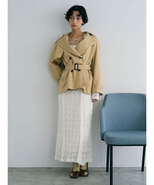 LAGUNAMOON(ラグナムーン)の「ミディアムトレンチコート(トレンチコート・レディース・ネイビー/ベージュ・FREE)」の6枚目の写真