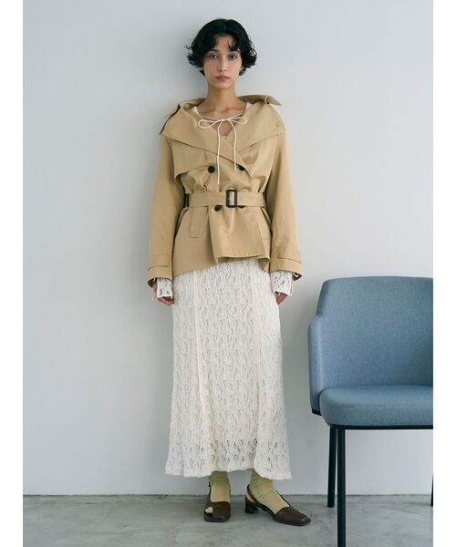 LAGUNAMOON(ラグナムーン)の「ミディアムトレンチコート(トレンチコート・レディース・ネイビー/ベージュ・FREE)」の7枚目の写真