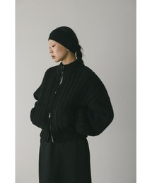パッファーニットジップカーデ