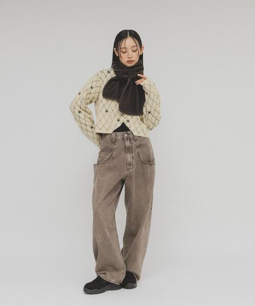 KBF（ケイビーエフ）の「パイピングフリースマフラー（マフラー・レディース・グレー/ブラウン・ONE）」の6枚目の写真