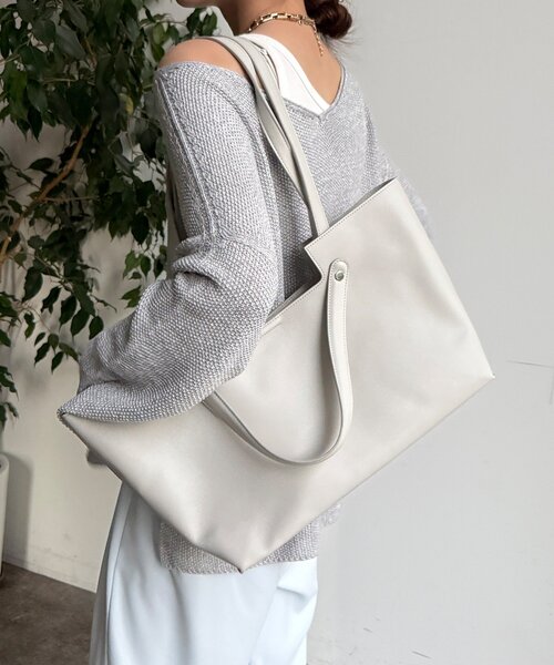 DouDou（ドゥドゥ）の「【WEB限定】横長2wayトートポーチ付（ショルダーバッグ・レディース・ブラック/ライトグレー/ベージュ/レモンイエロー・FREE）」の8枚目の写真