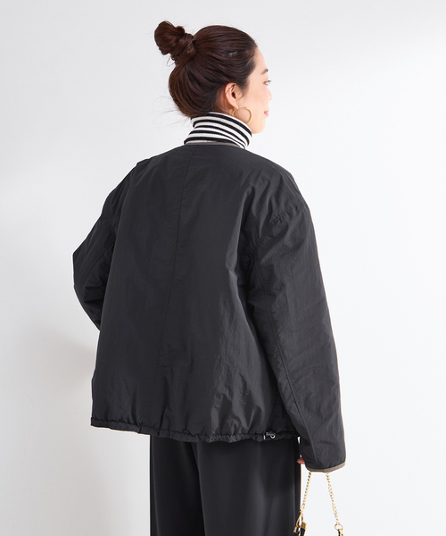 B.C STOCK(ベーセーストック)の「保温性 / ナイロンタフタ / 刺繍キルトリバーシブルブルゾン(ブルゾン・レディース・ブラック/ライトブルー/ホワイト・FREE)」の6枚目の写真
