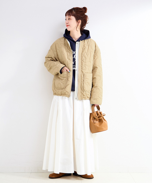 セール】保温性 / ナイロンタフタ / 刺繍キルトリバーシブルブルゾン