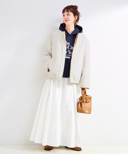 セール】保温性 / ナイロンタフタ / 刺繍キルトリバーシブルブルゾン