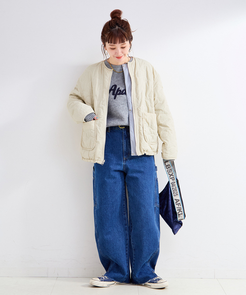 セール】保温性 / ナイロンタフタ / 刺繍キルトリバーシブルブルゾン