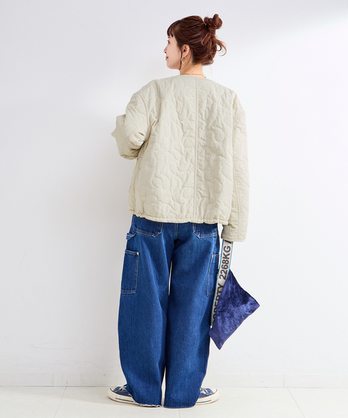 セール】保温性 / ナイロンタフタ / 刺繍キルトリバーシブルブルゾン