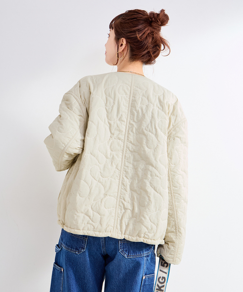 セール】保温性 / ナイロンタフタ / 刺繍キルトリバーシブルブルゾン