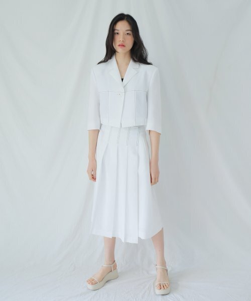 PAUL&ALICE(ポール&アリス)の「SUMMER CROP JACKET / WHITE(テーラードジャケット・レディース・ホワイト・FREE)」の3枚目の写真