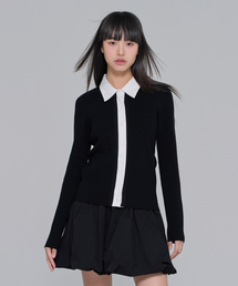 LAYERED SHIRT-CARDIGAN_Black