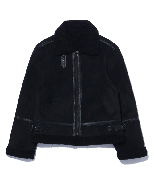 RAYFIKERS(レイフィカース)の「スエードハイネックムートン MP4JU811_BLACK(ムートンコート・メンズ・その他・100/95/105)」の1枚目の写真