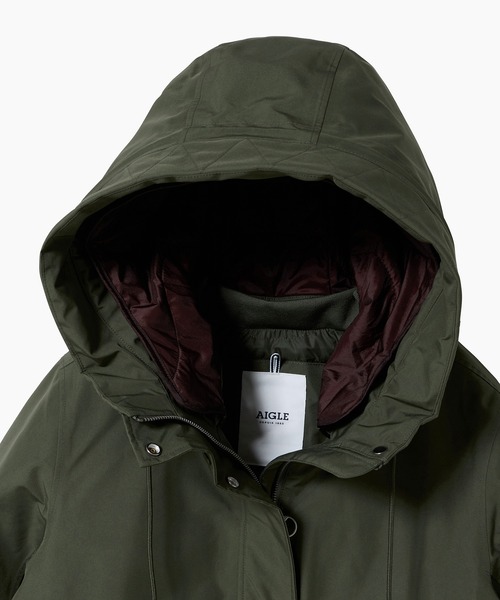 AIGLE（エーグル）の「GORE-TEX ゴアテックス 防風 防水 透湿 2レイヤー ダックダウンジャケット ダウンコート RP（ダウンジャケット/コート・レディース・モスグリーン/ブラック・38/42/40/36/34/44）」の11枚目の写真