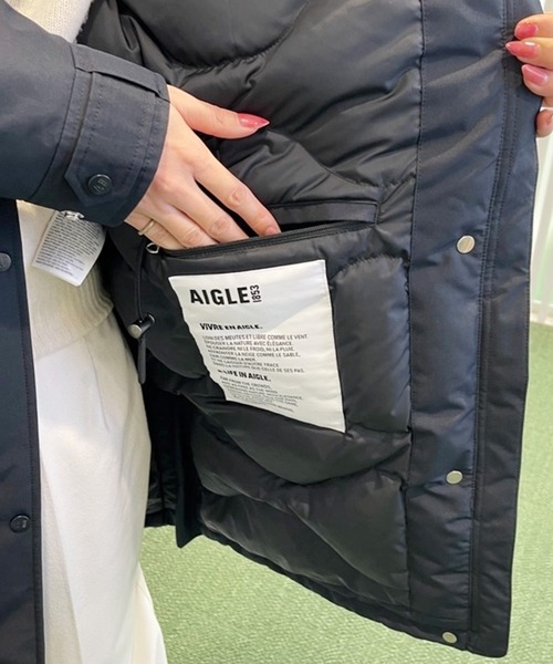 AIGLE（エーグル）の「GORE-TEX ゴアテックス 防風 防水 透湿 2レイヤー ダックダウンジャケット ダウンコート RP（ダウンジャケット/コート・レディース・モスグリーン/ブラック・38/42/40/36/34/44）」の6枚目の写真