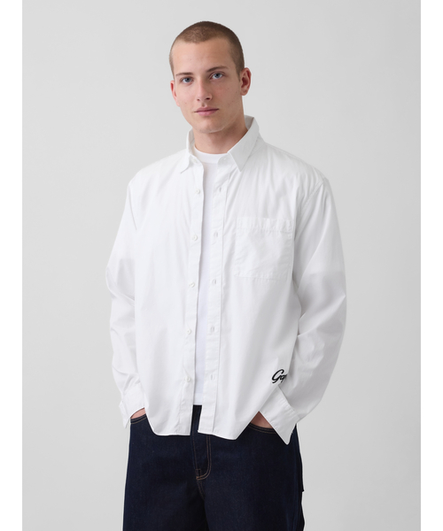 GAP(ギャップ)の「オーガニックコットン リラックスフィット GAPロゴ ポケットシャツ(シャツ/ブラウス・メンズ・イエロー/ホワイト/ネイビー・XS/S/M/L/XL)」の1枚目の写真