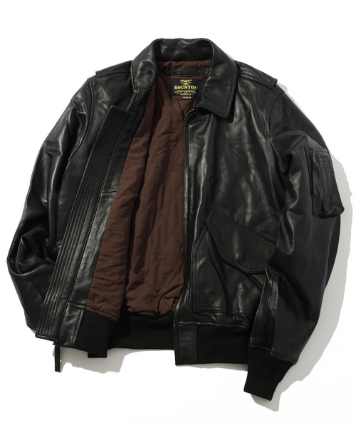 HOUSTON(ヒューストン)の「【HOUSTON/ヒューストン】SHEEP LEATHER CWU45P FLIGHT JACKET/シープレザーCWU45P フライトジャケット(ブルゾン・メンズ・ブラック・M/S/XL/L)」の4枚目の写真