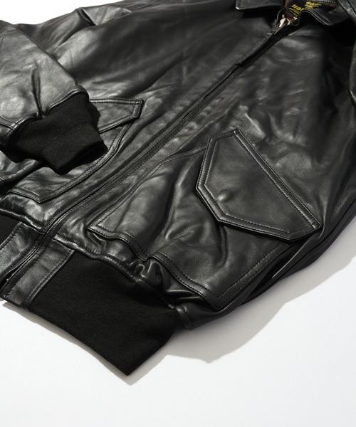HOUSTON(ヒューストン)の「【HOUSTON/ヒューストン】SHEEP LEATHER CWU45P FLIGHT JACKET/シープレザーCWU45P フライトジャケット(ブルゾン・メンズ・ブラック・M/S/XL/L)」の7枚目の写真